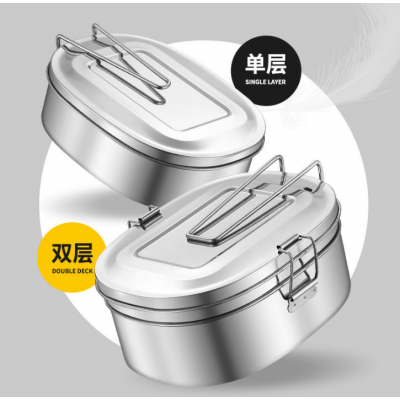 Commercial oval airtight air tight premium high quality hot bento box metal tiffin lunch box stainless steel with clasp